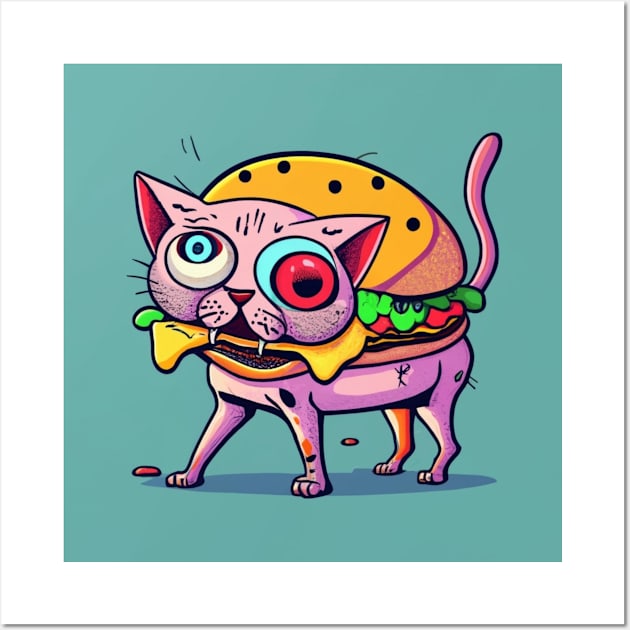 very ugly cheeseburger cat Wall Art by Catbrat